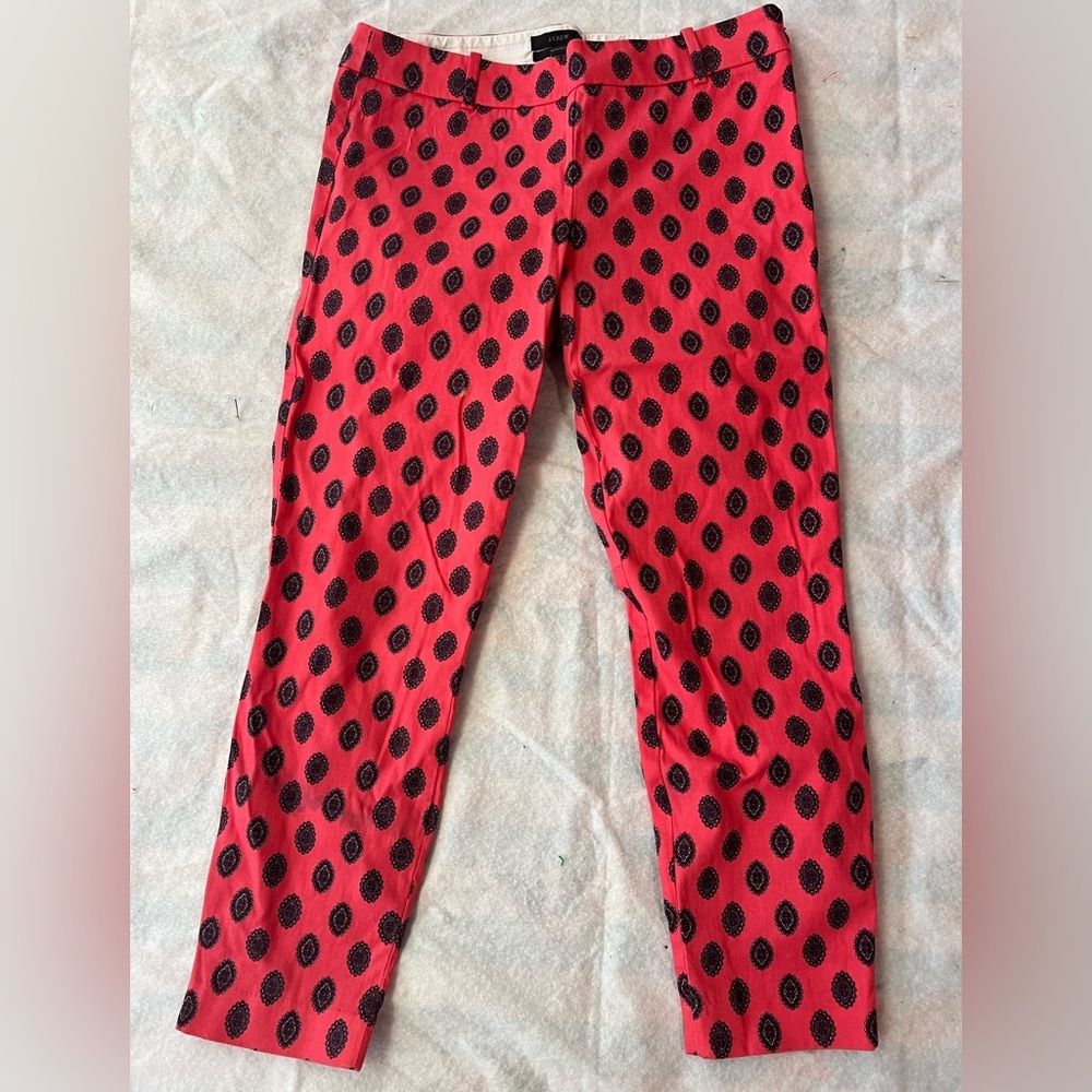 J. Crew Minnie pants Red and black medallion printed pants  size 4